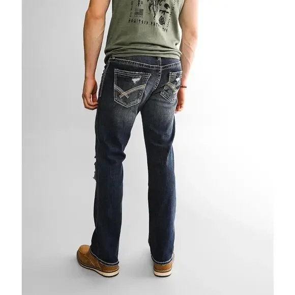 BKE Jake Bootcut Stretch Jeans Men’s 30x32 Macon Wash Distressed Denim NEW~NWT